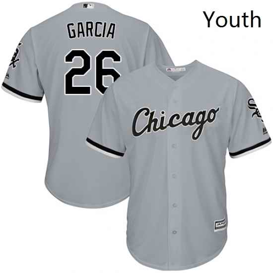 Youth Majestic Chicago White Sox 26 Avisail Garcia Replica Grey Road Cool Base MLB Jersey